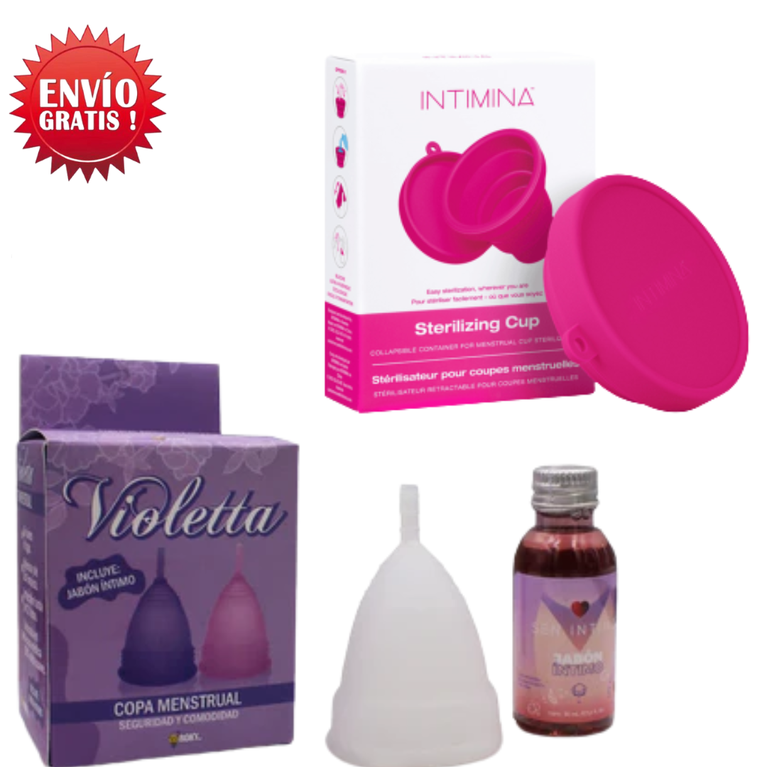 Copa Menstrual Con Jabon Intimo +  Vaso Esterilizador 